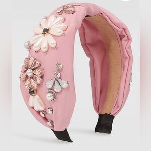 NWOT Floral Embellished Rhinestone Pink Knot Headband